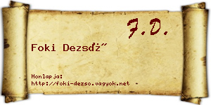Foki Dezső névjegykártya